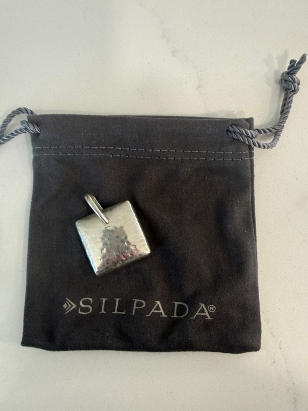 Silpada retired hammered square pillow pendant - Sterling Silver